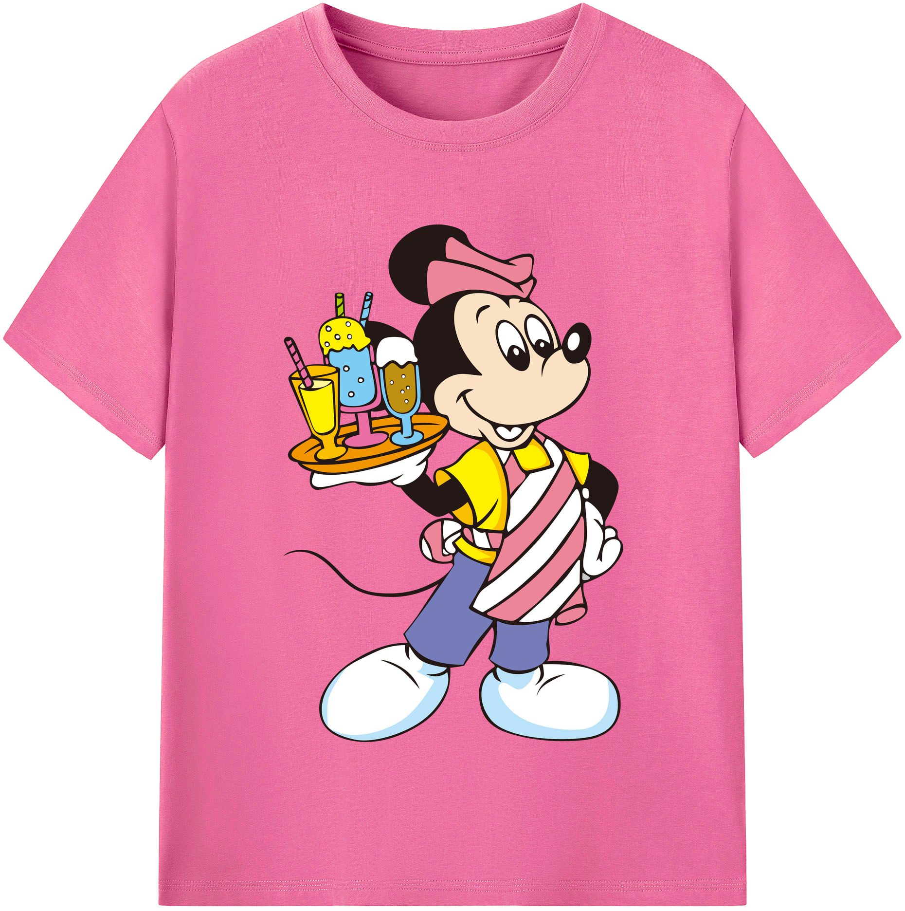 （画像用） ミッキーマウス Mickey Mouse レディースカジュアルプリントTシャツ（綿100％）
